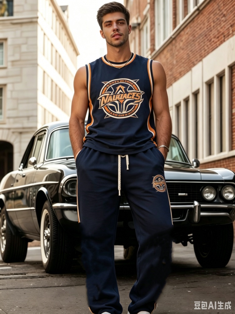Outdoor Sports - Herensportpak met basketballogo, mouwloos topje en