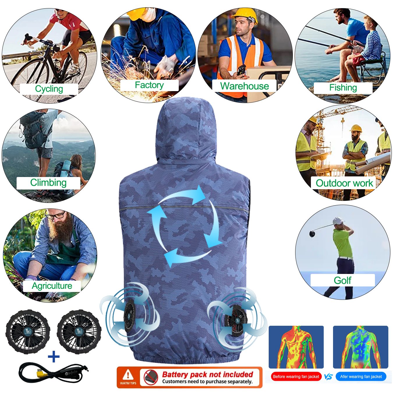 Zomersport 12V/5V ventilator a - Outdoor Sport Jacket Brand recensie en prijs